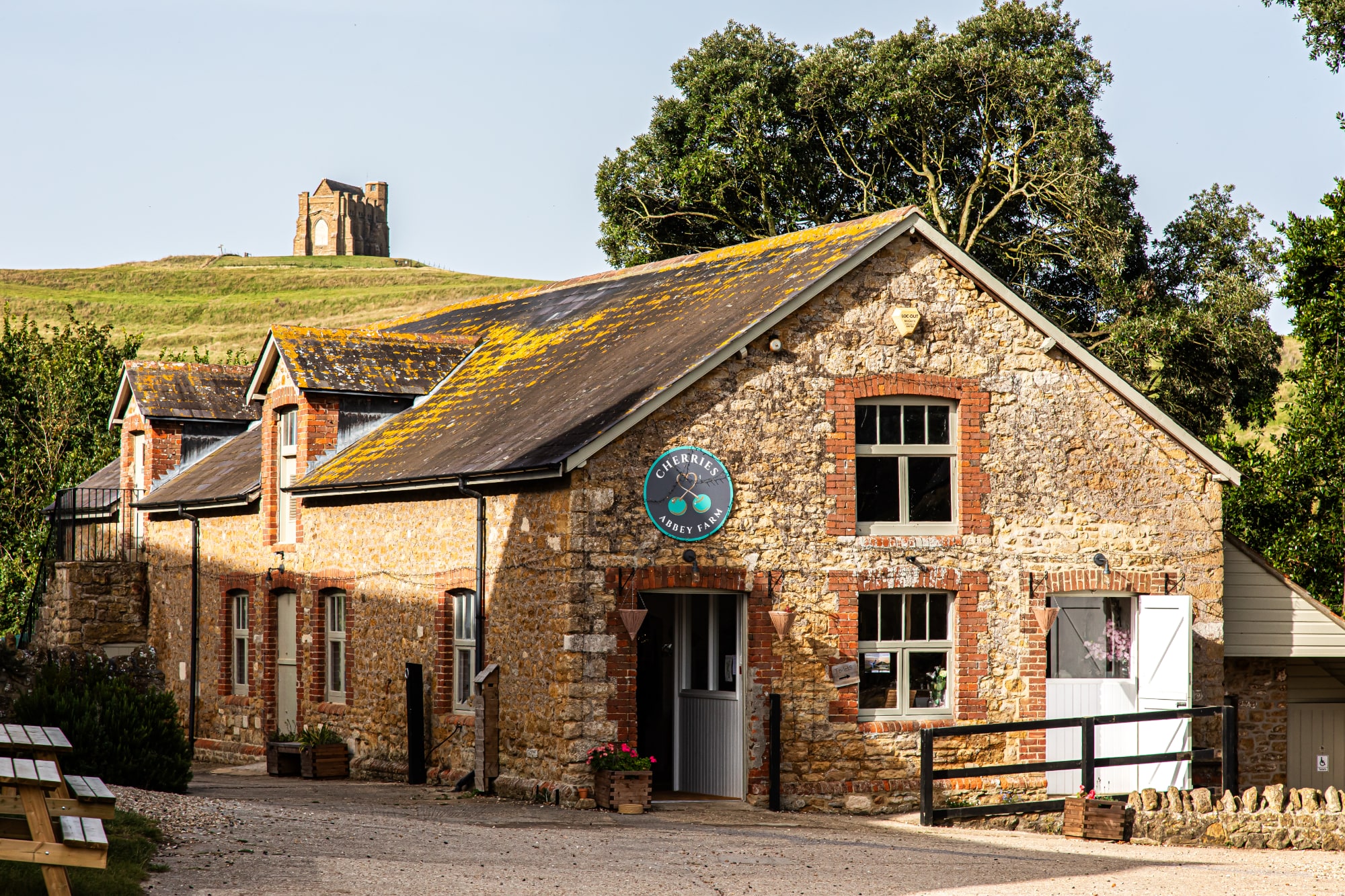 Cherries Cafe with Abbotsbury in the distance