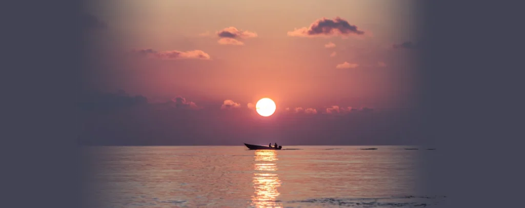 Sea Sunset with boat